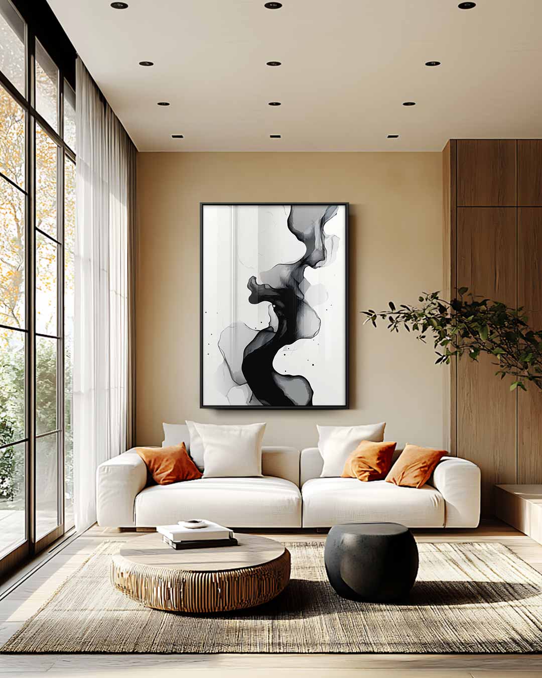 Golvend Grijs – staande wandkunst voor woonkamer of interieur
