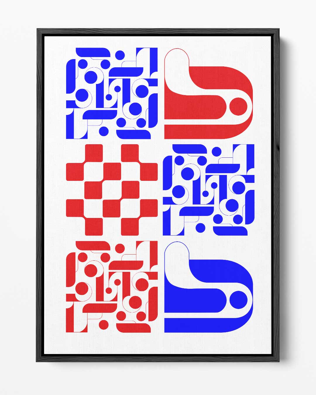 Kleurrijke Geometrische Abstractie – portret kunstwerk als wanddecoratie