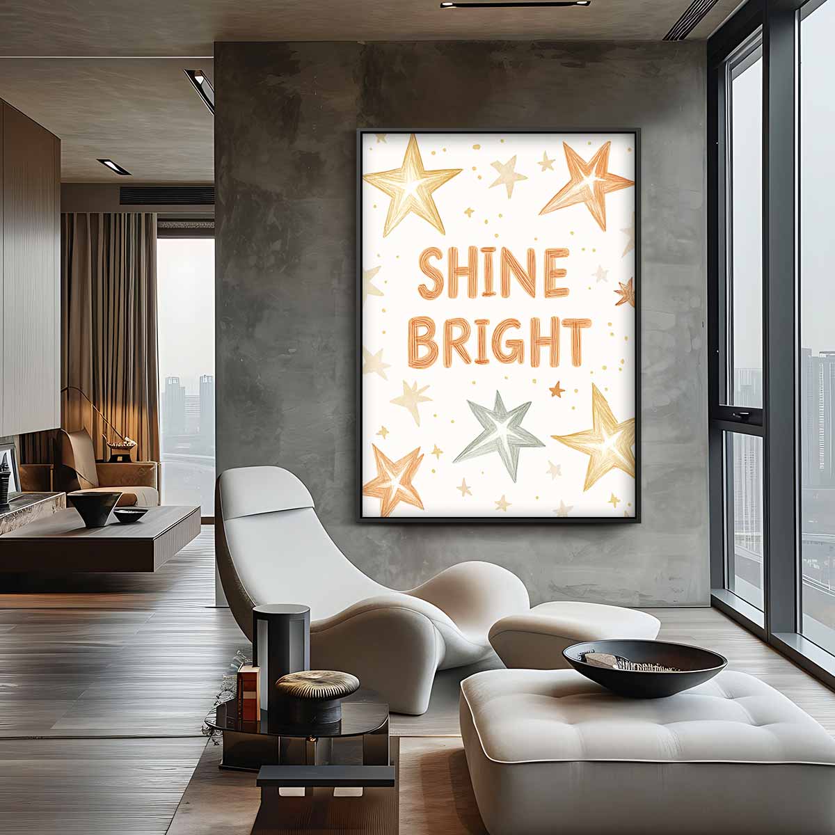 Shine Bright Sterrenprint – canvas wanddecoratie in portret formaat