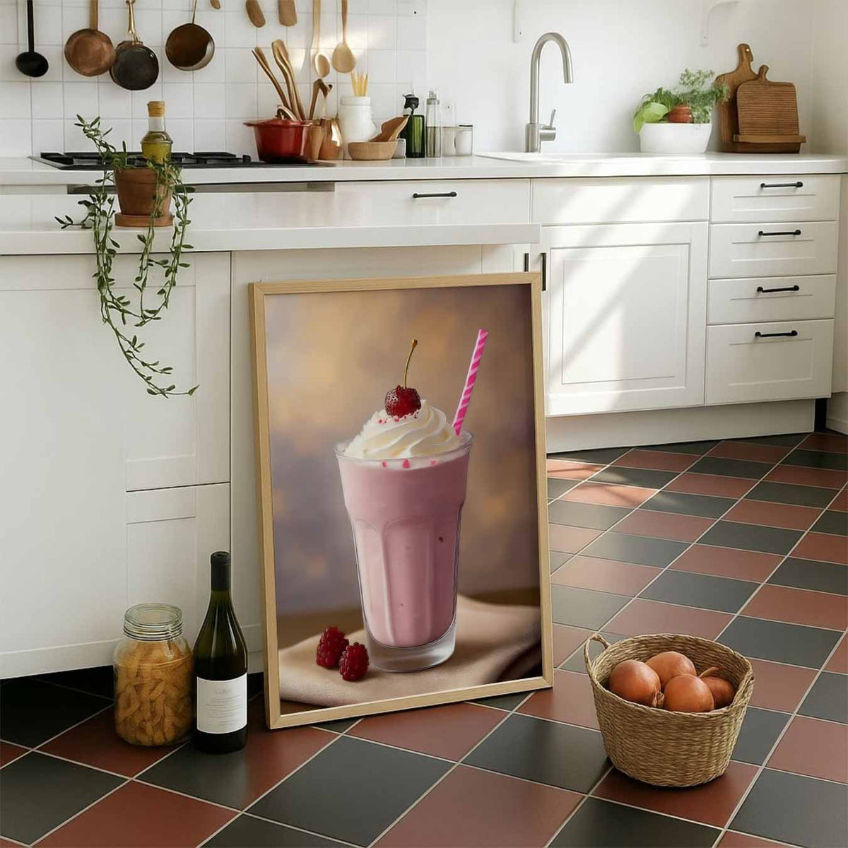 Romantische Milkshake – staande muurposter voor keuken of eethoek
