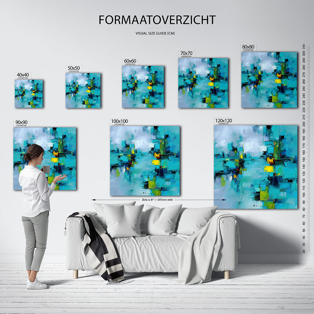 Kleurrijke geometrie kunstwerk – materiaalweergave – dit werk toont een dynamische compositie van rechthoekige vormen in