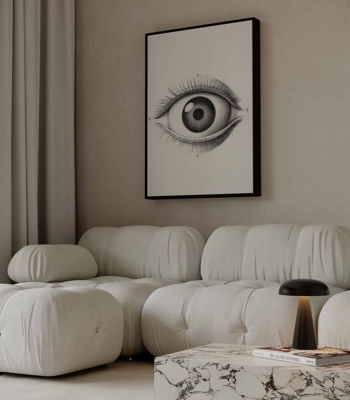 Intrigerend Potloodtekening Oog – portret wandkunst van WallArtistic