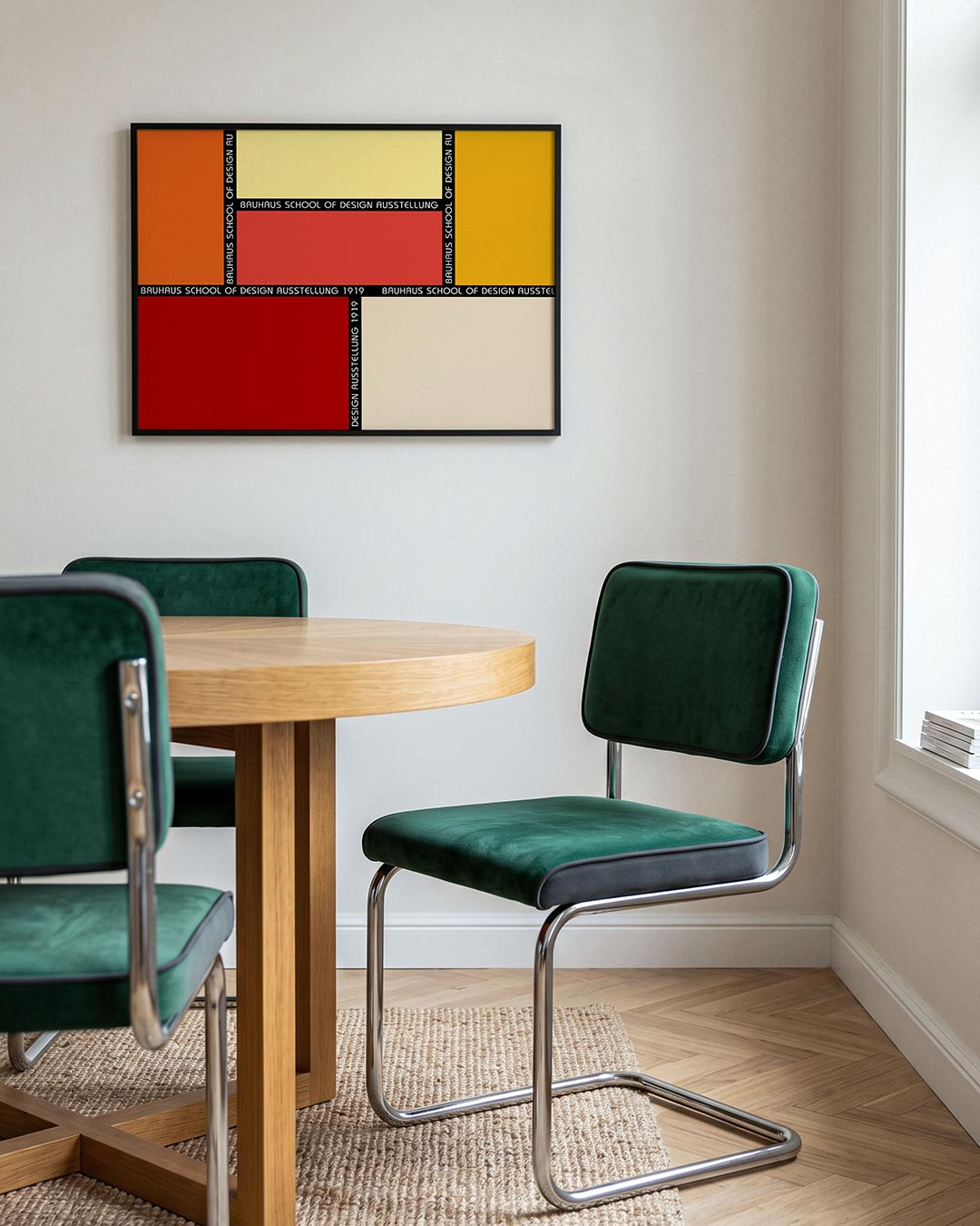 Vlakverdeling en kleur – liggende Bauhaus poster voor aan de muur