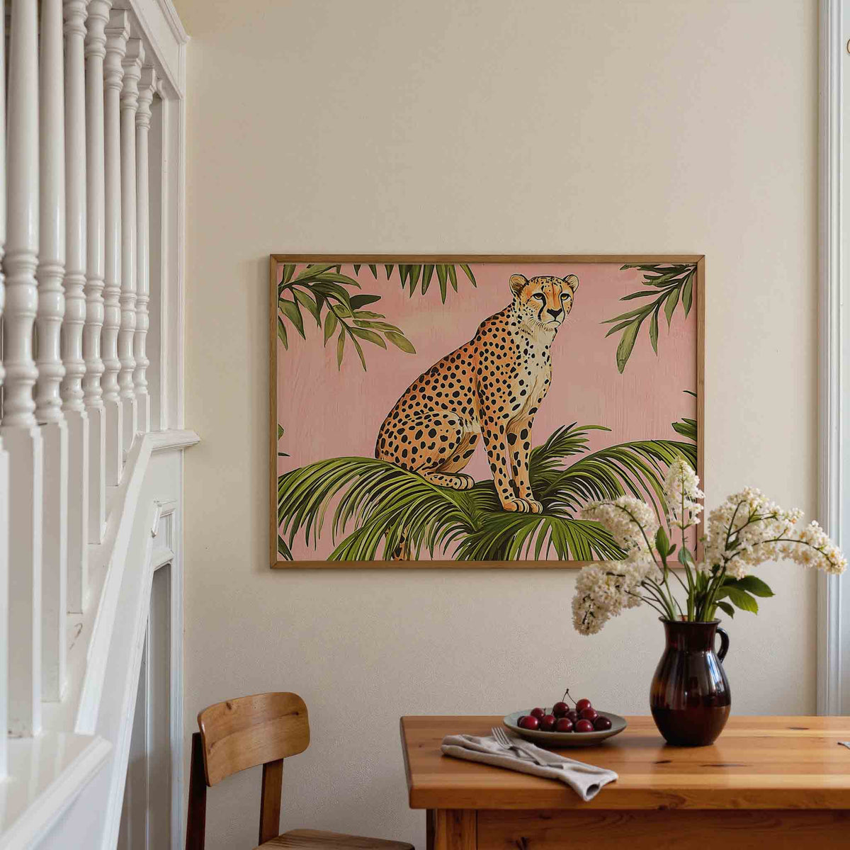 Luipaard op palmbladeren – dieren poster in liggend formaat