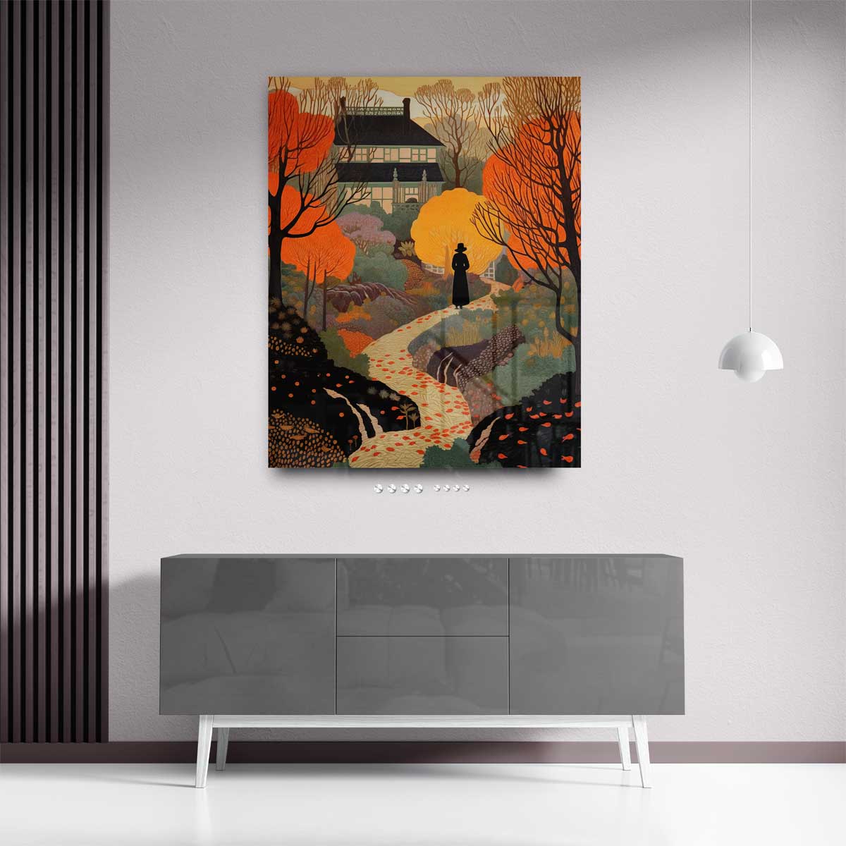 Herfstlandschap met Villa – plexiglas kunstwerk als wanddecoratie