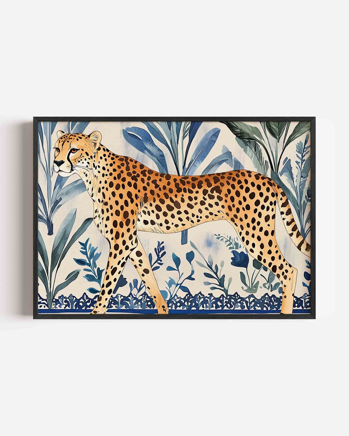 Luipaard en bladeren – dieren landscape poster als wanddecoratie