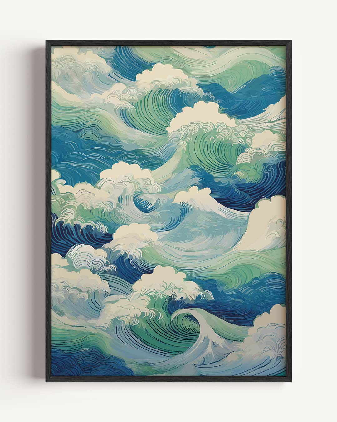 Golvende Zeeën Kunstposter – kleurrijke abstracte portret poster als wanddecoratie