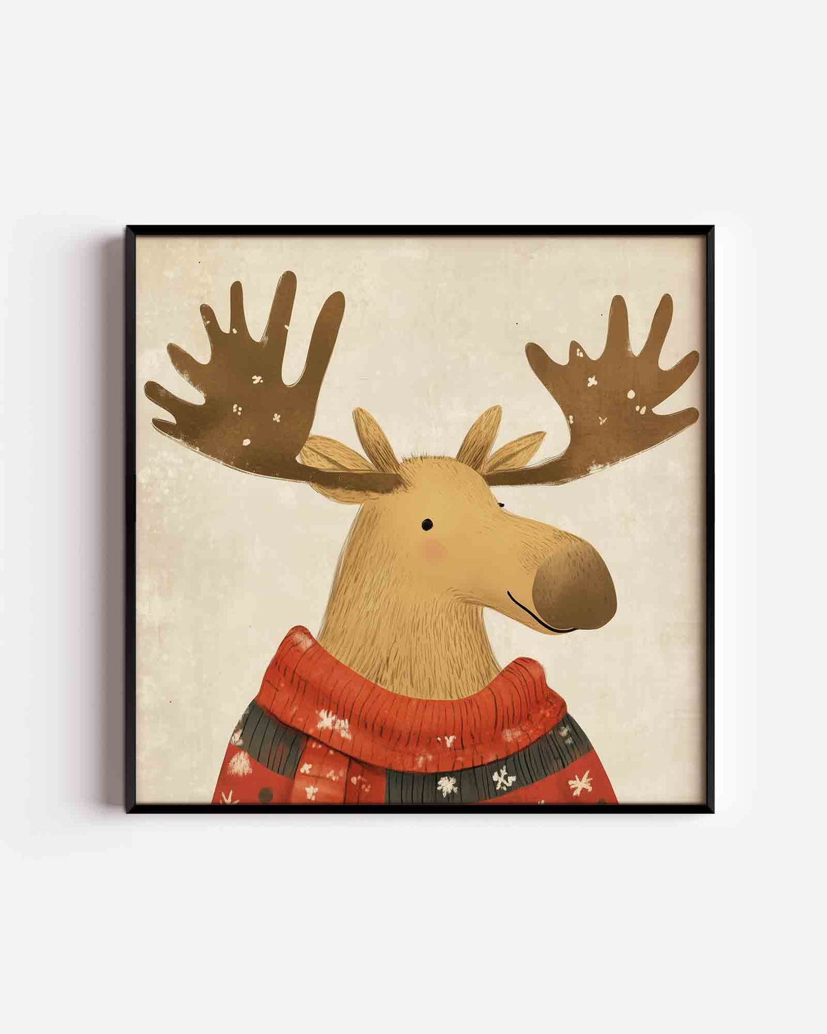 Rendier met trui – vierkante kinderposter als wanddecoratie