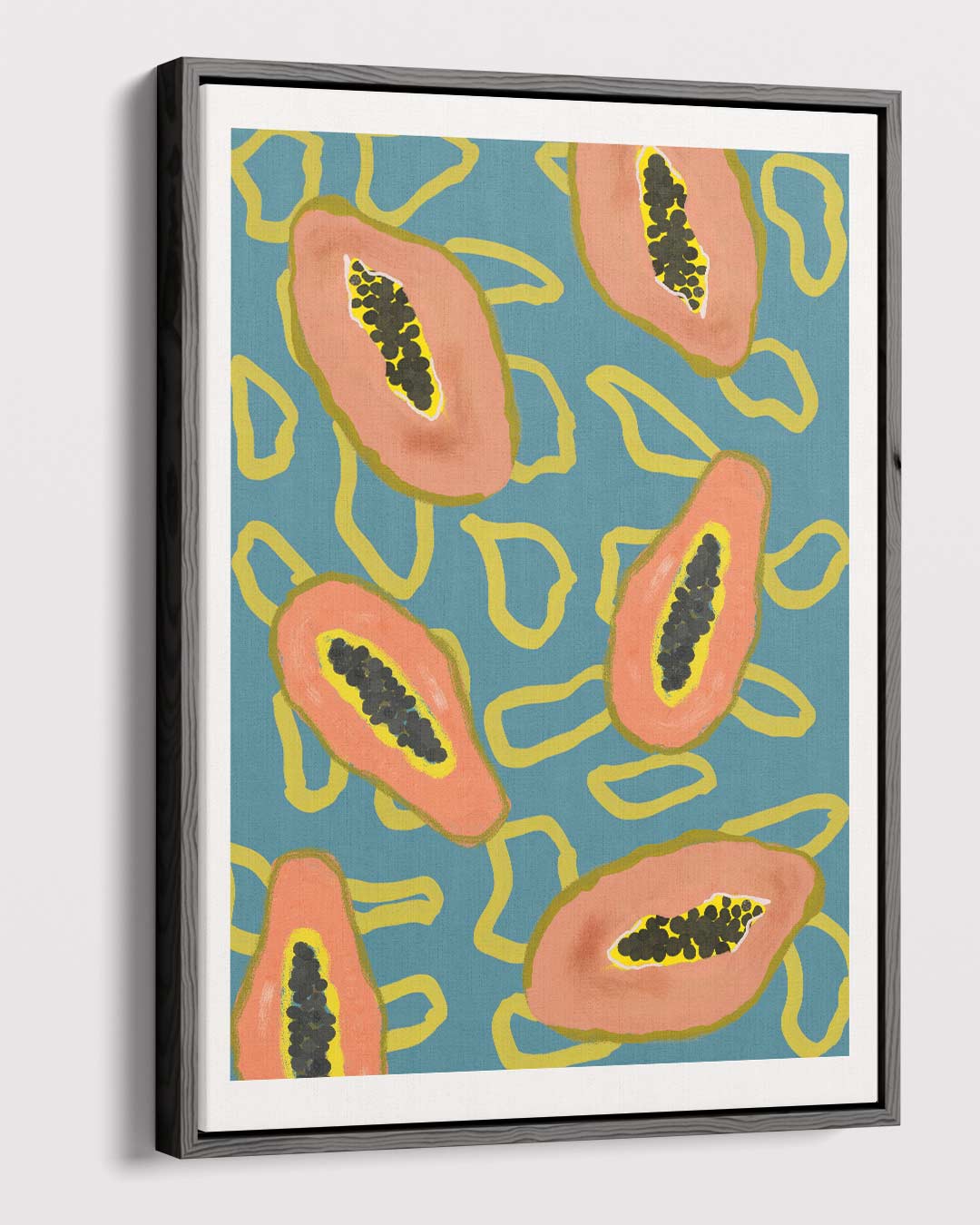 Tropische Papaya Print – canvas wanddecoratie in portret formaat