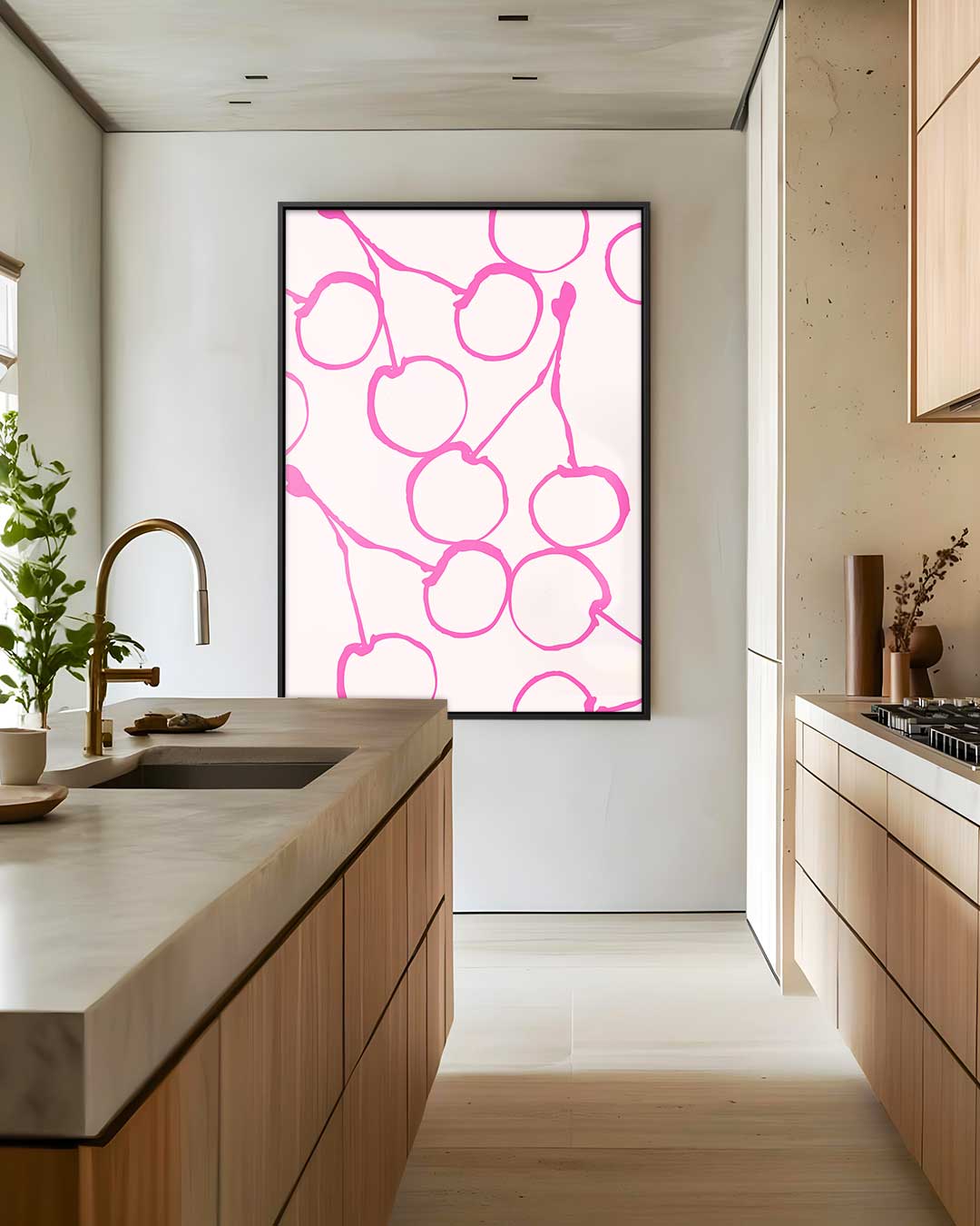 Speelse Kersen Illustratie – staand kunstwerk voor modern interieur