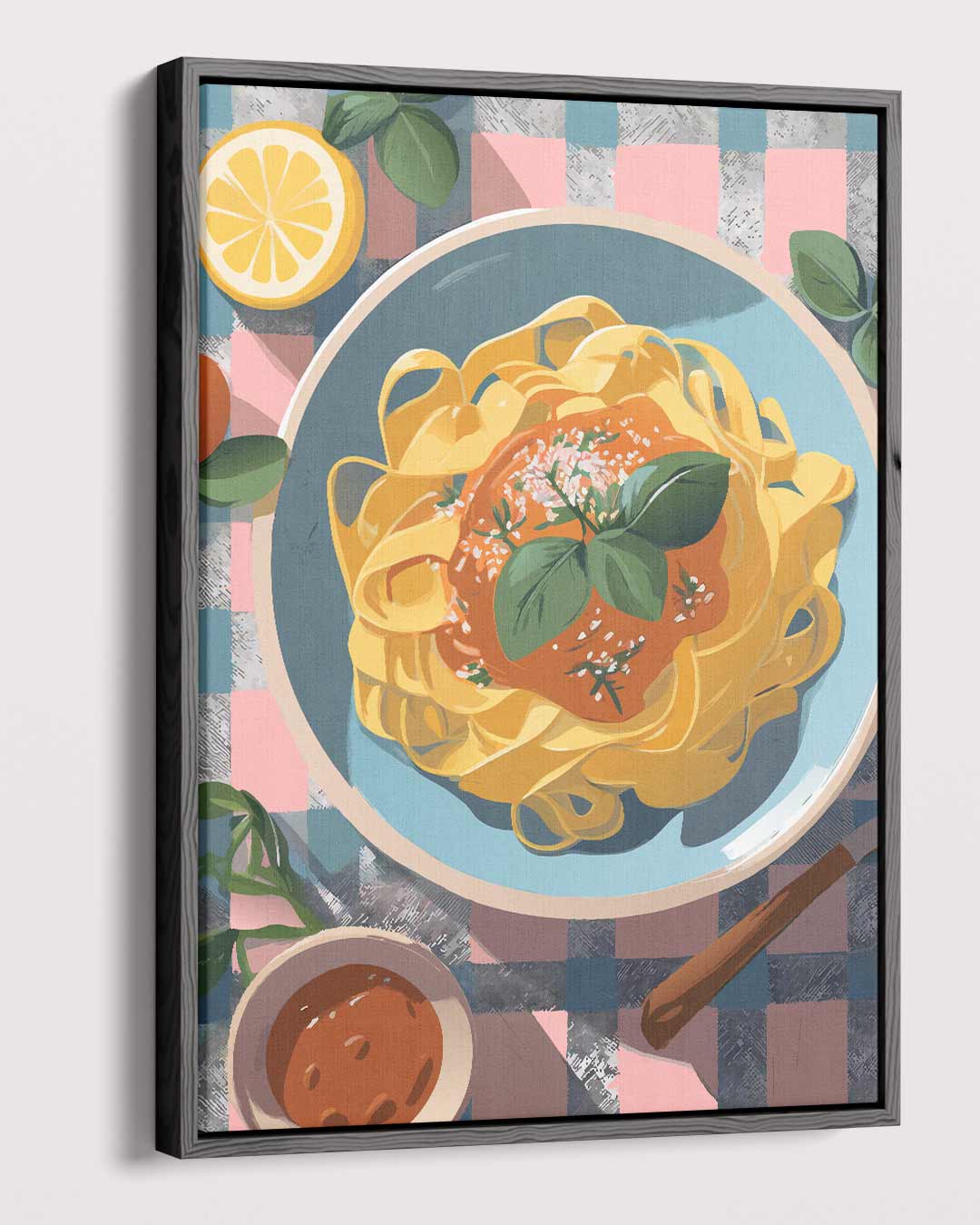 Heerlijke Pasta Illustratie – modern portret kunstwerk van WallArtistic