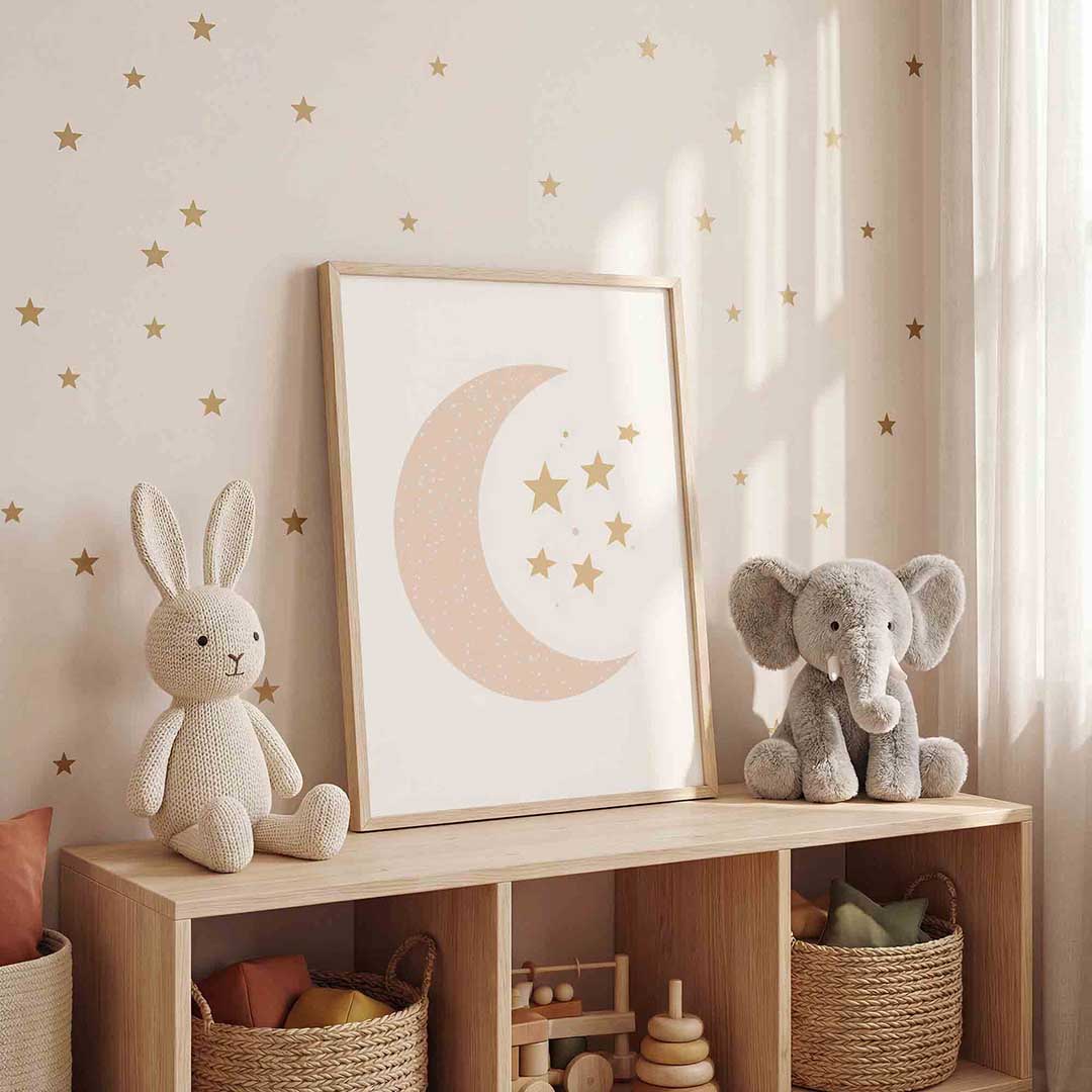 Maan en sterren – staande kinderkamer wanddecoratie van WallArtistic