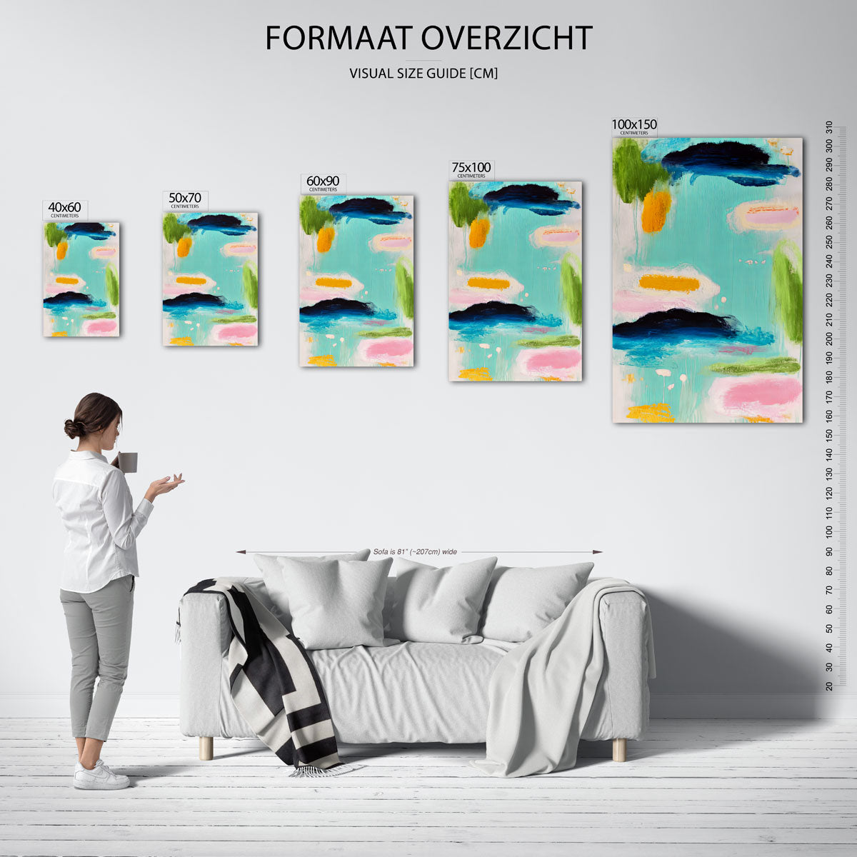 Kleurrijke vormen – moderne staande wandkunst