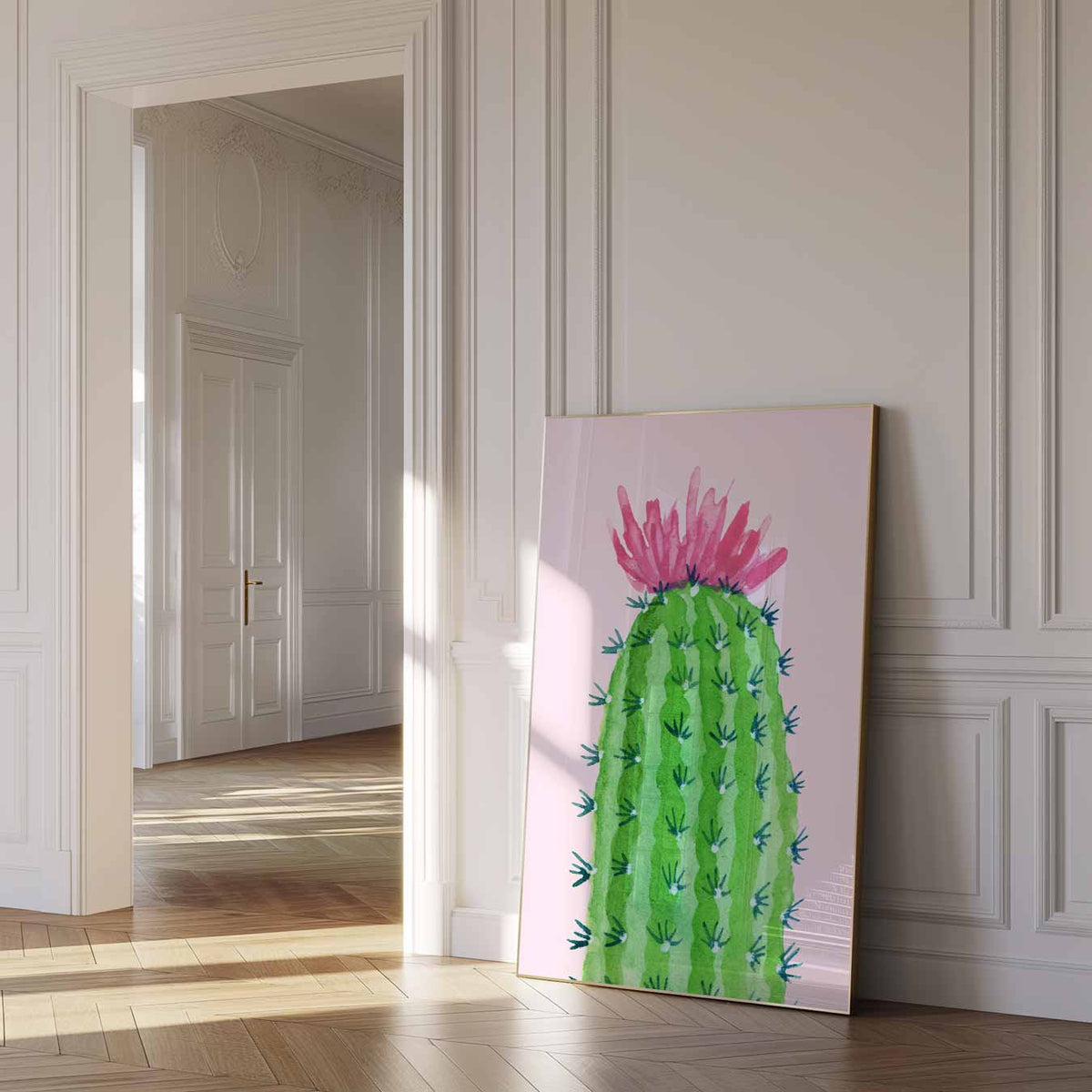 Cactus met Bloem – paas poster als vrolijke staande wanddecoratie