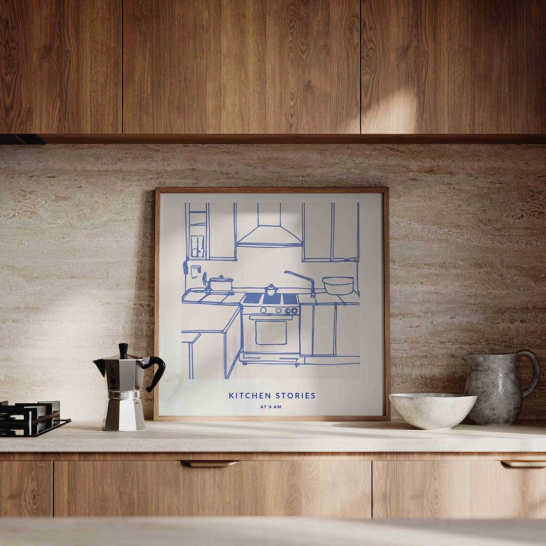 Keuken schets – culinaire wandkunst als vierkante poster