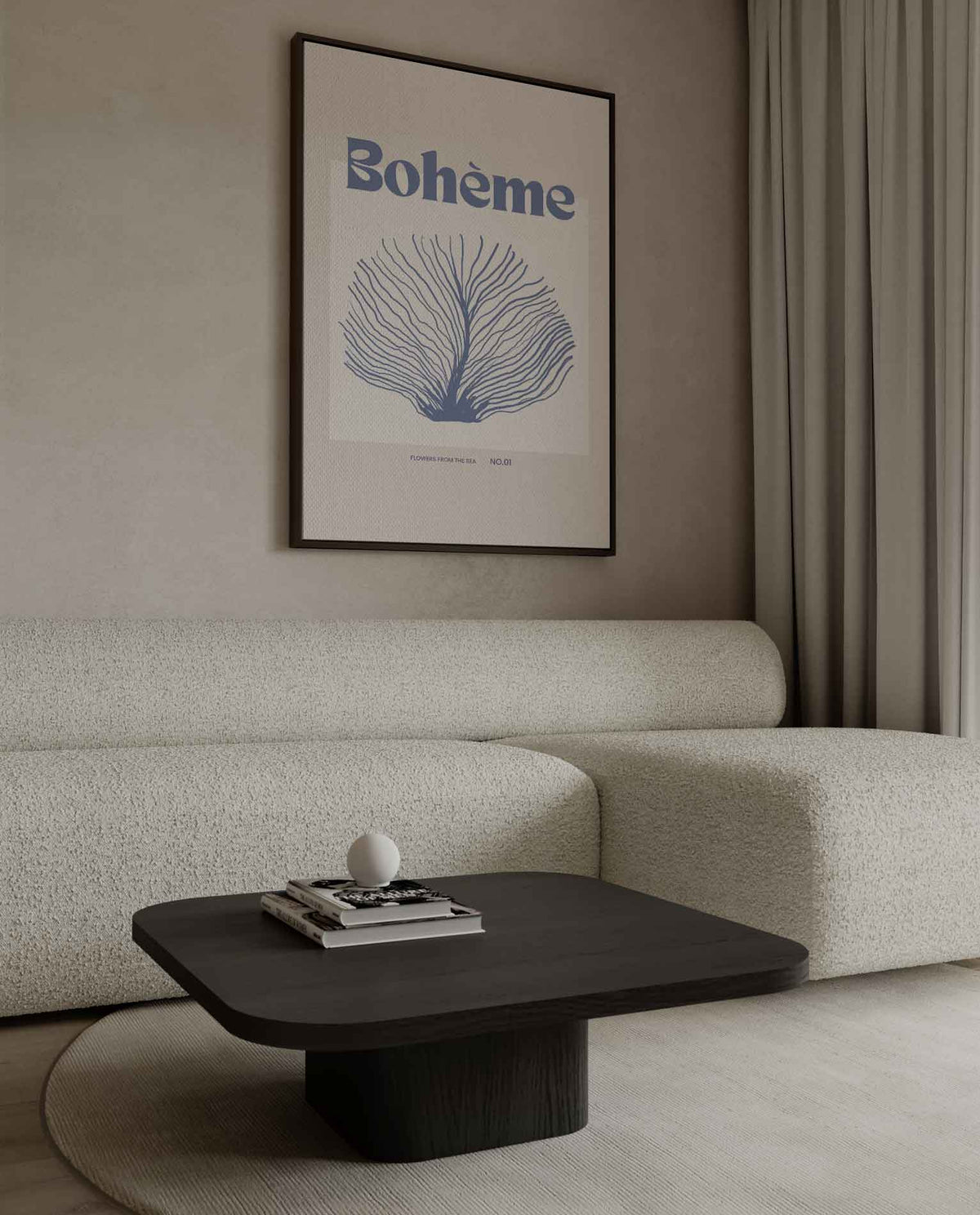 Bohème Zeebloem Illustratie – dibond kunstwerk als wanddecoratie