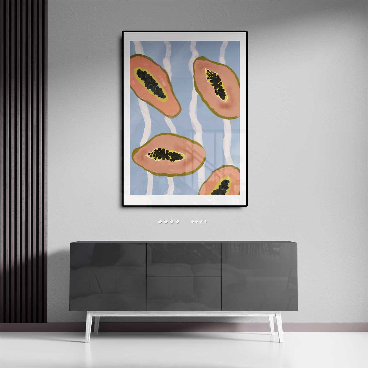Tropische Papaya Vibes – dibond kunstwerk als wanddecoratie