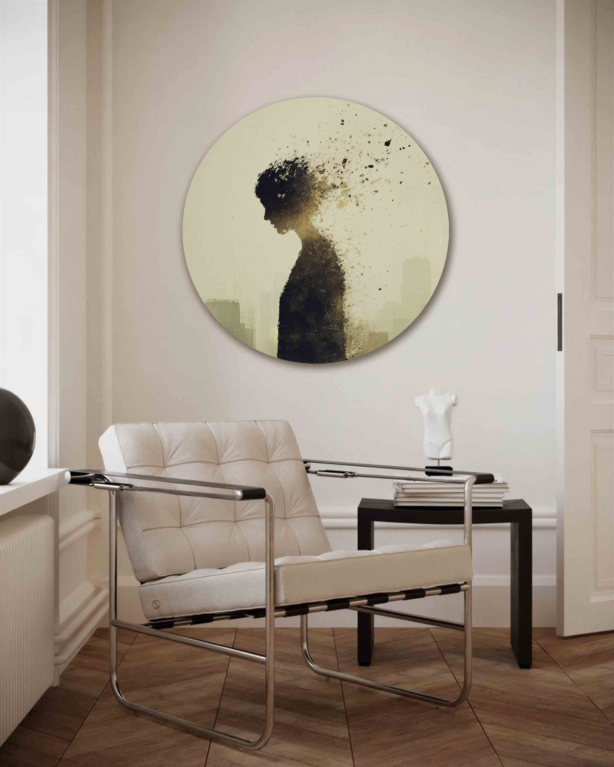 Silhouet van figuur – vrouwelijk portret muurcirkel als wanddecoratie