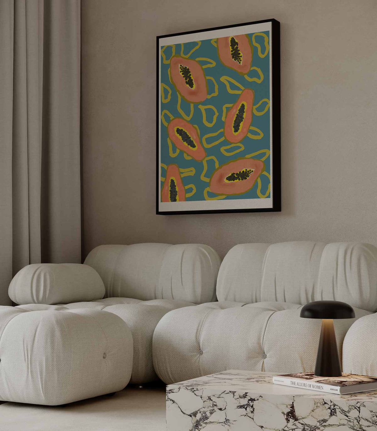 Tropische Papaya Print – plexiglas wanddecoratie in portret formaat