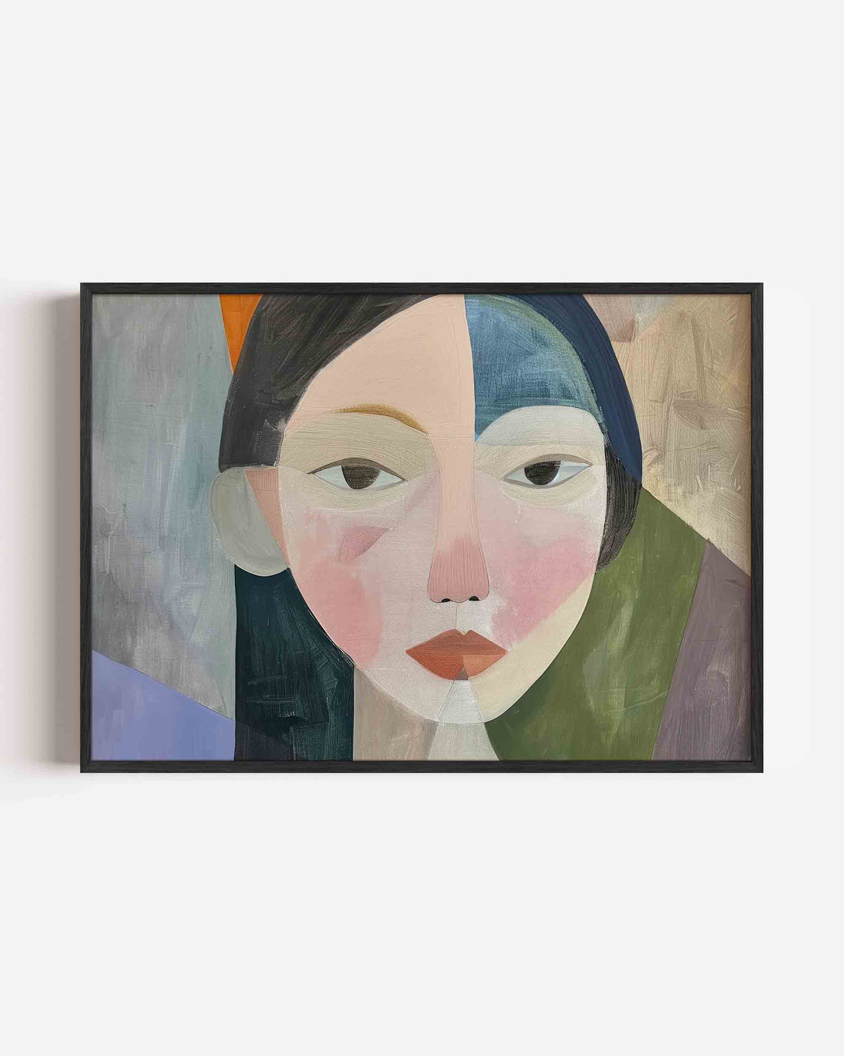Portret met geometrische vormen – hedendaagse illustratie poster in landscape formaat