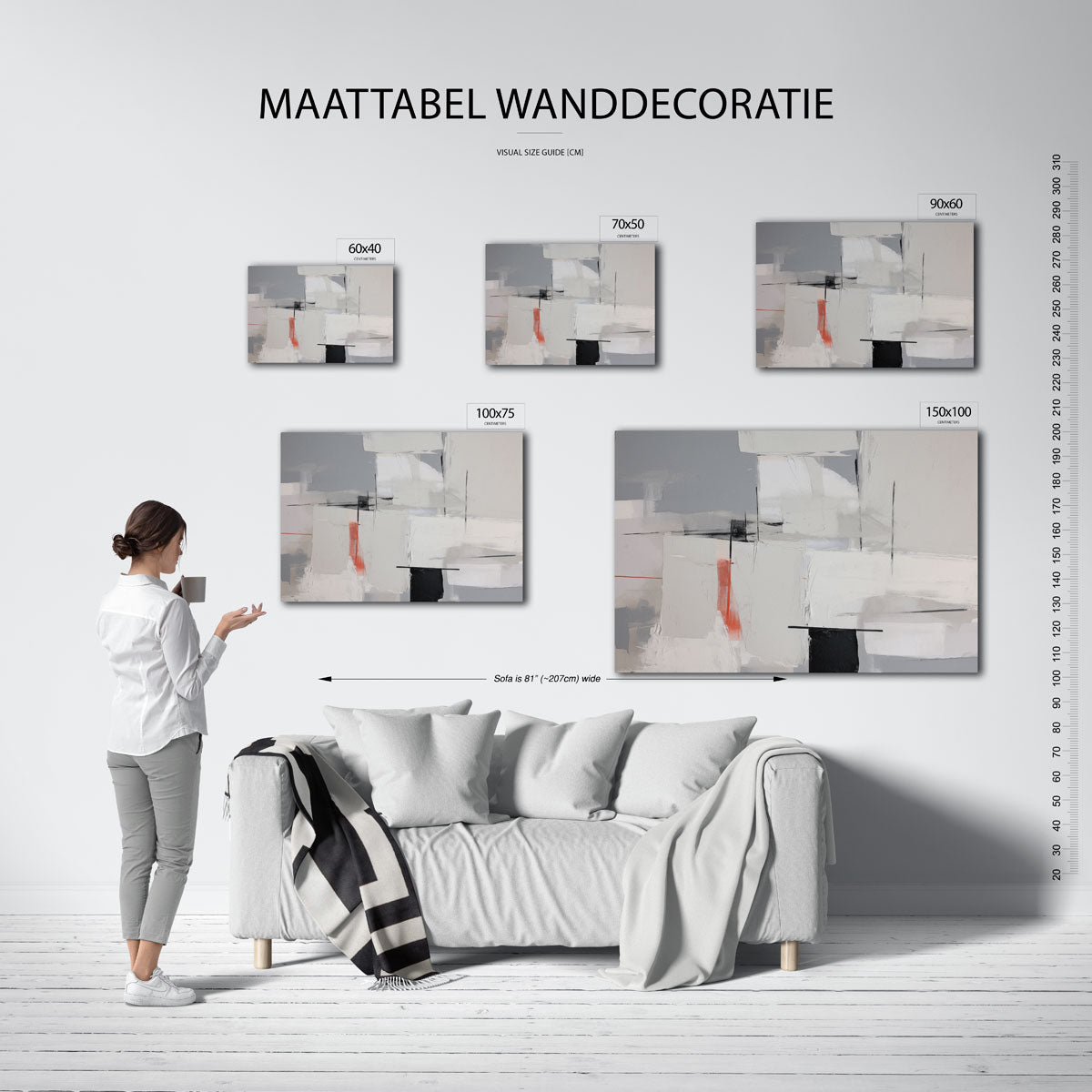 Geometrische vlakken – moderne liggende wandkunst