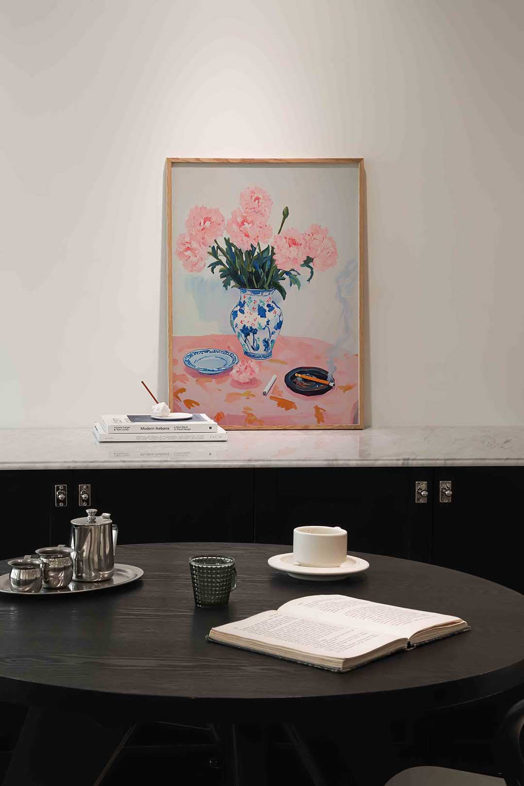 Bloemen in vaas – moderne poster in staand formaat