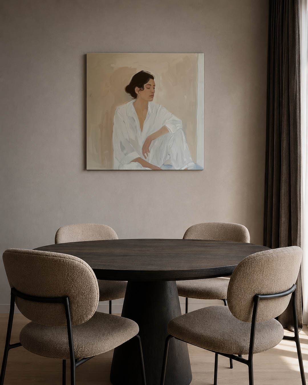 Abstract kunstwerk – tweede productweergave – een abstract kunstwerk met donkere tinten en een rustige visuele opbouw.