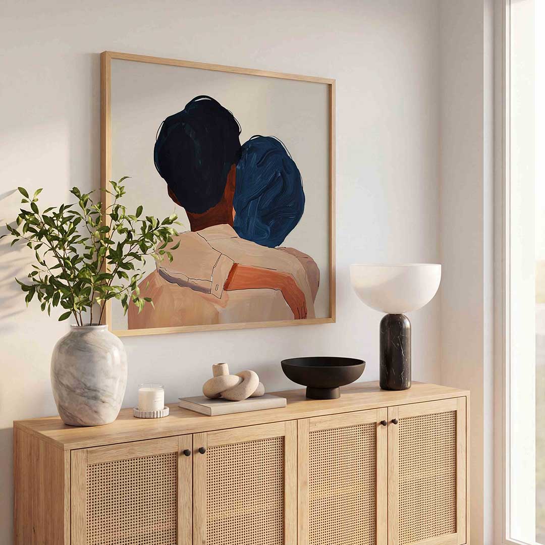 Omhelzing – kunst en design poster in vierkant formaat