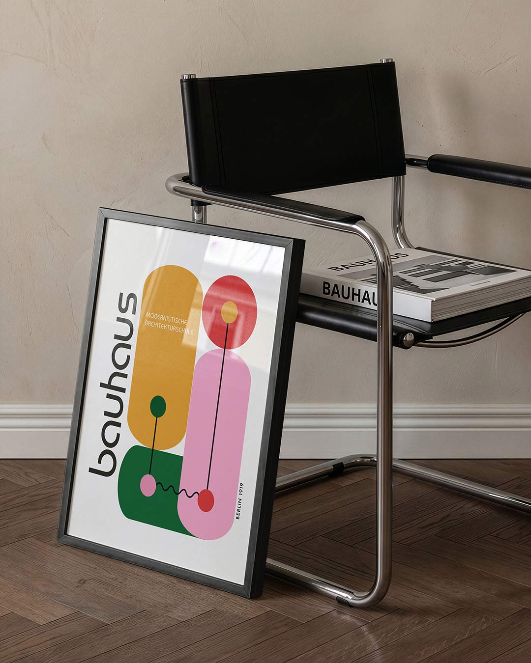 Vormen en kleurvlakken – staande Bauhaus poster voor aan de muur