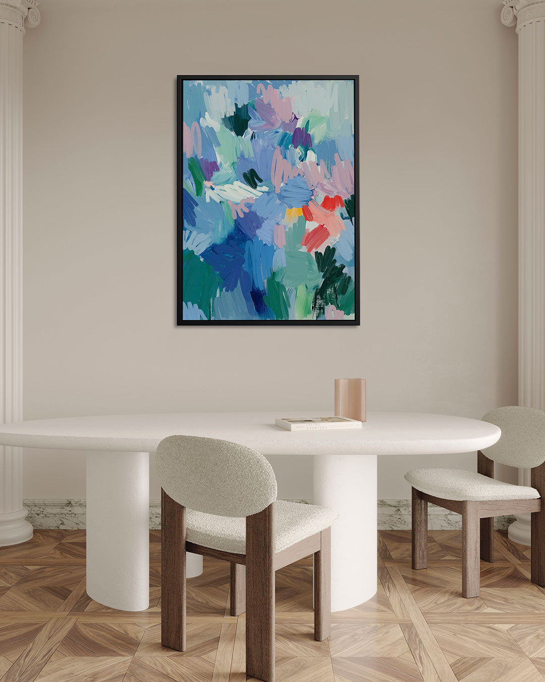 Dynamische kleurenexplosie – staand wanddecoratie kunstwerk