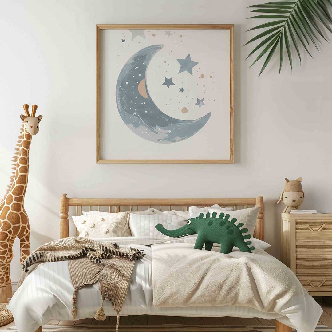 Maan en sterren – vierkante kinderkamer wanddecoratie van WallArtistic