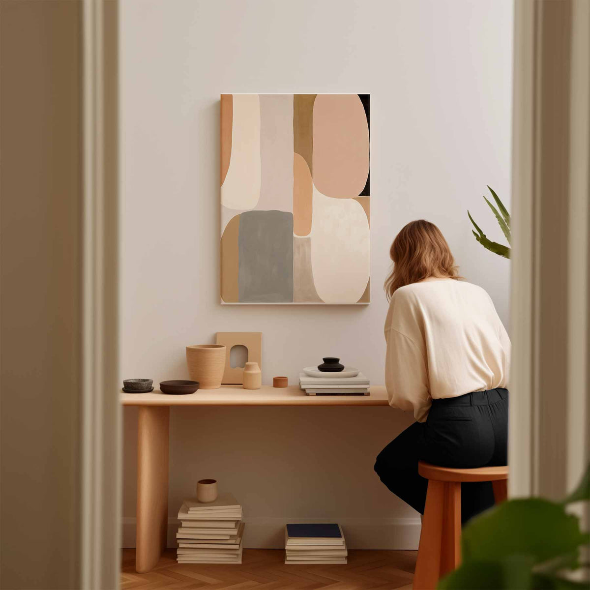 Aards Verlangen - Abstracte Harmonie in Kleur – portret kunstwerk als wanddecoratie, afbeelding 17
