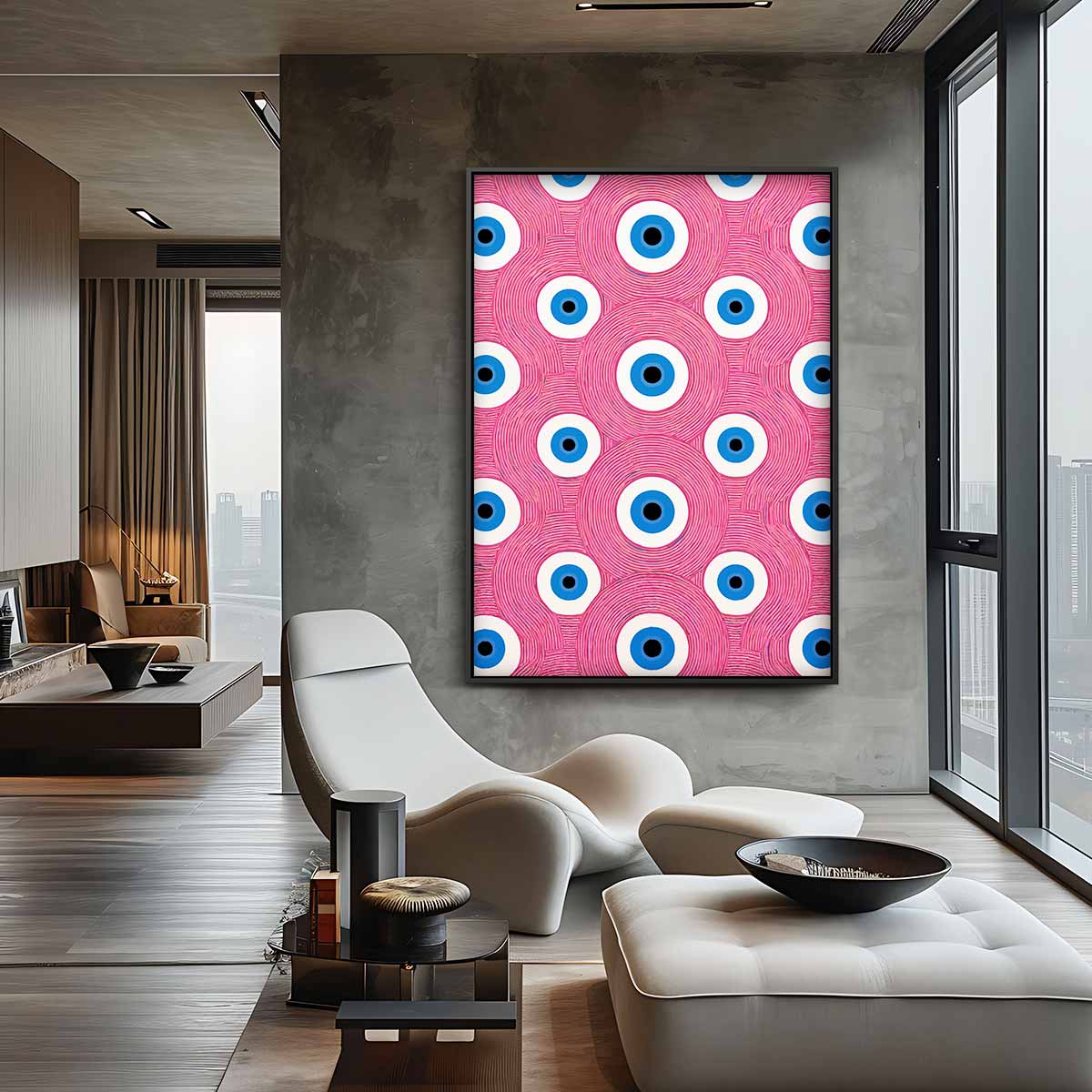 Ogenpatroon in Kleurrijke Herhaling – canvas wanddecoratie in portret formaat