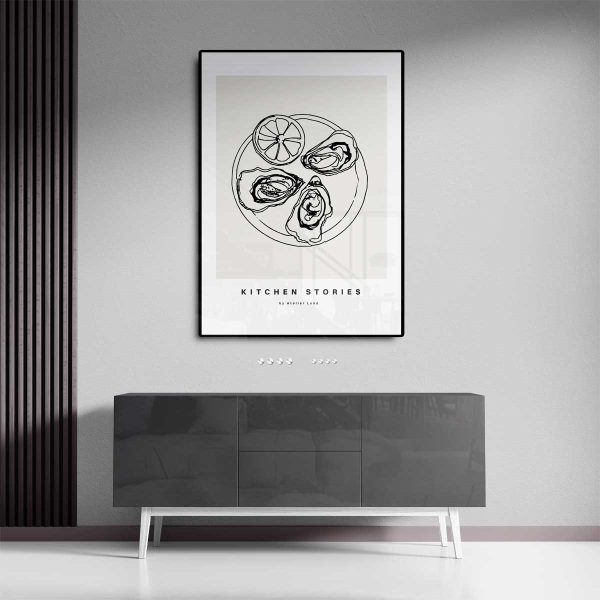 Zilte Geluk: Oesterillustratie – canvas kunstwerk als wanddecoratie