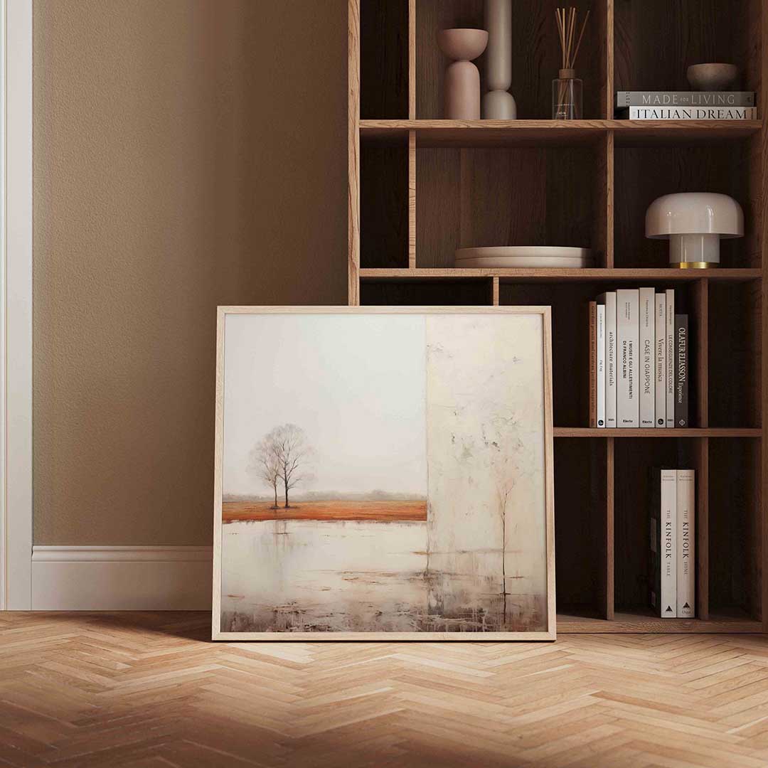 Landschap met bomen – kleurrijke vierkante wanddecoratie van WallArtistic