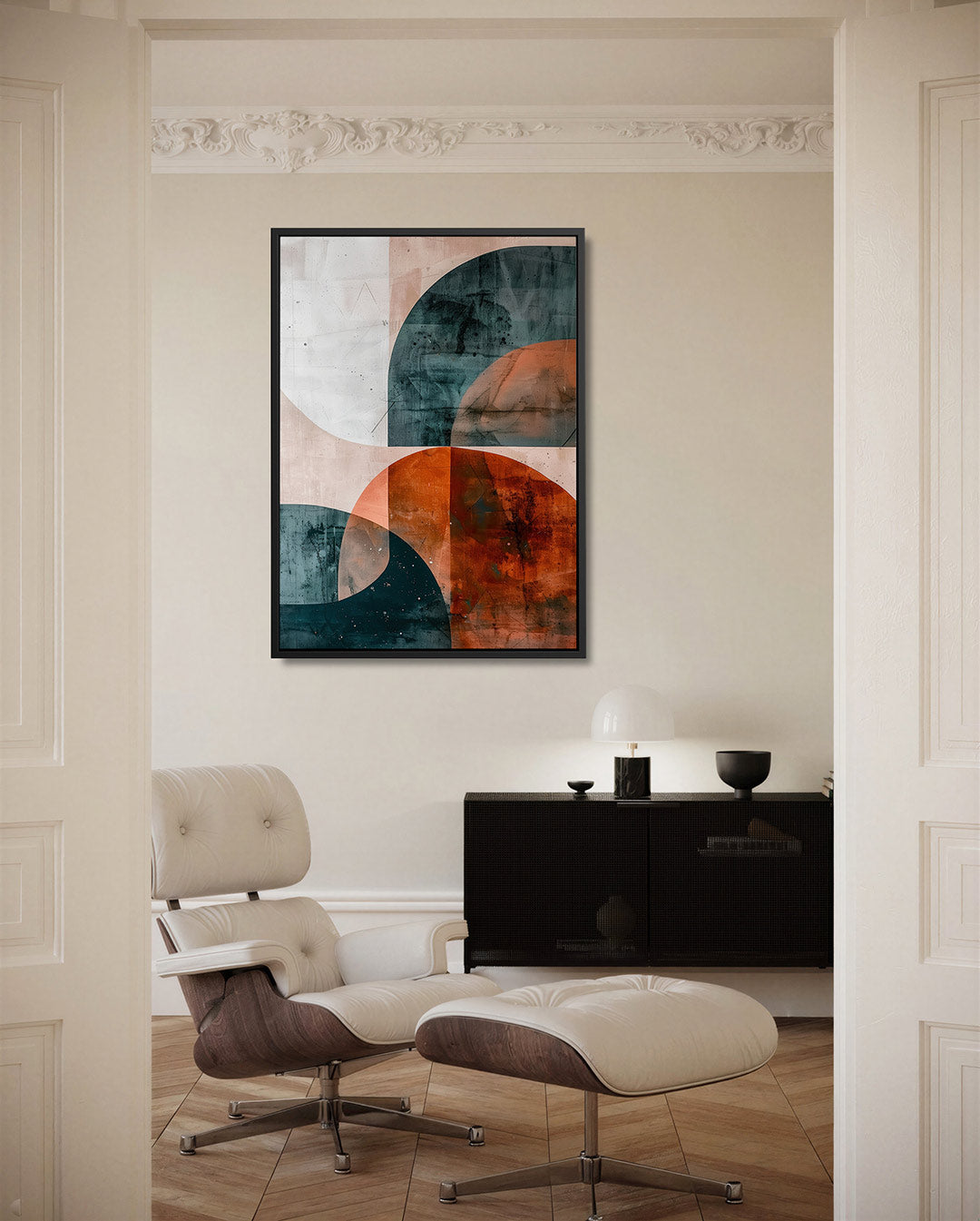 Geometrische vormen compositie – moderne staande wandkunst