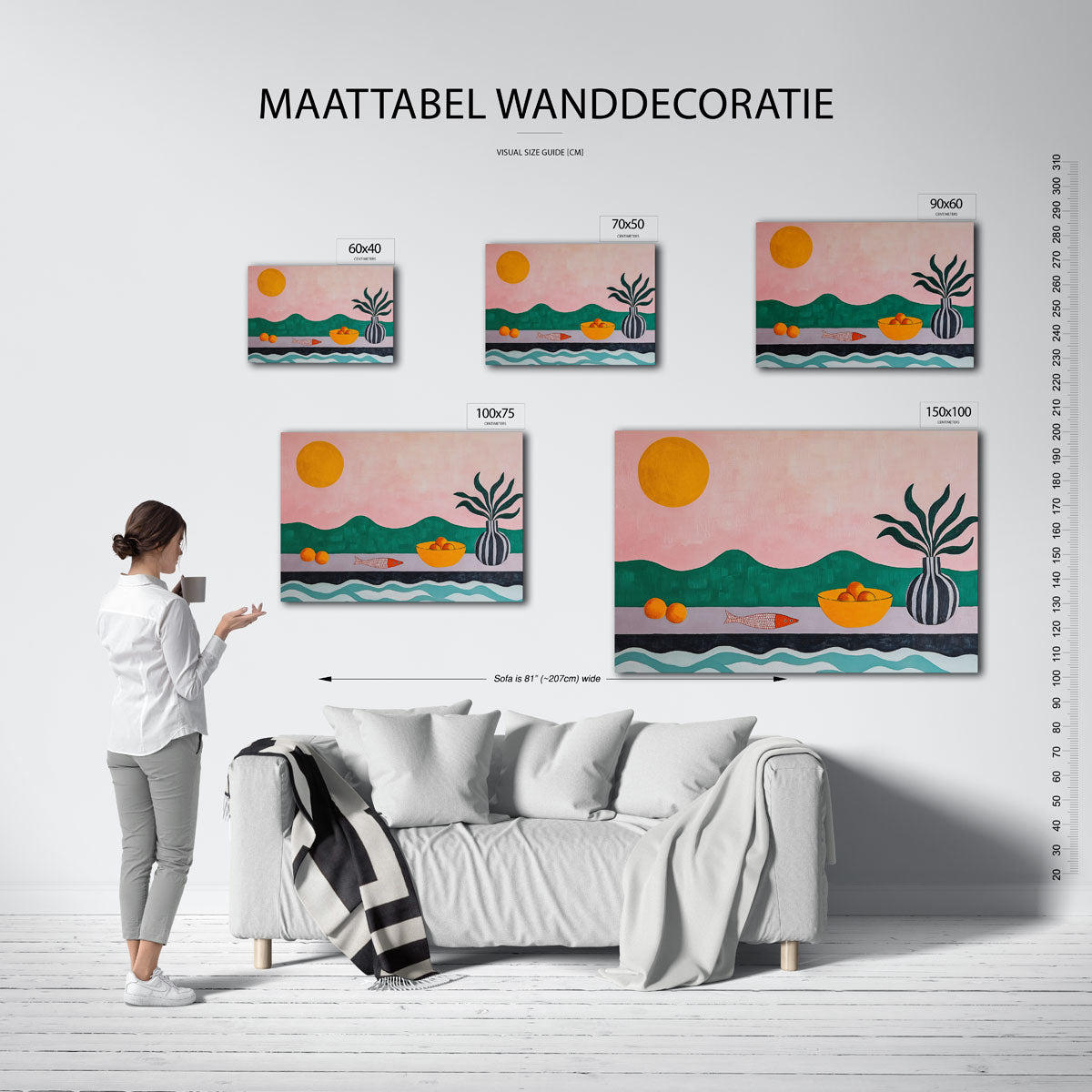 Vrolijke landschap compositie – Kleurrijke – kunstwerk op canvas, dibond of plexiglas