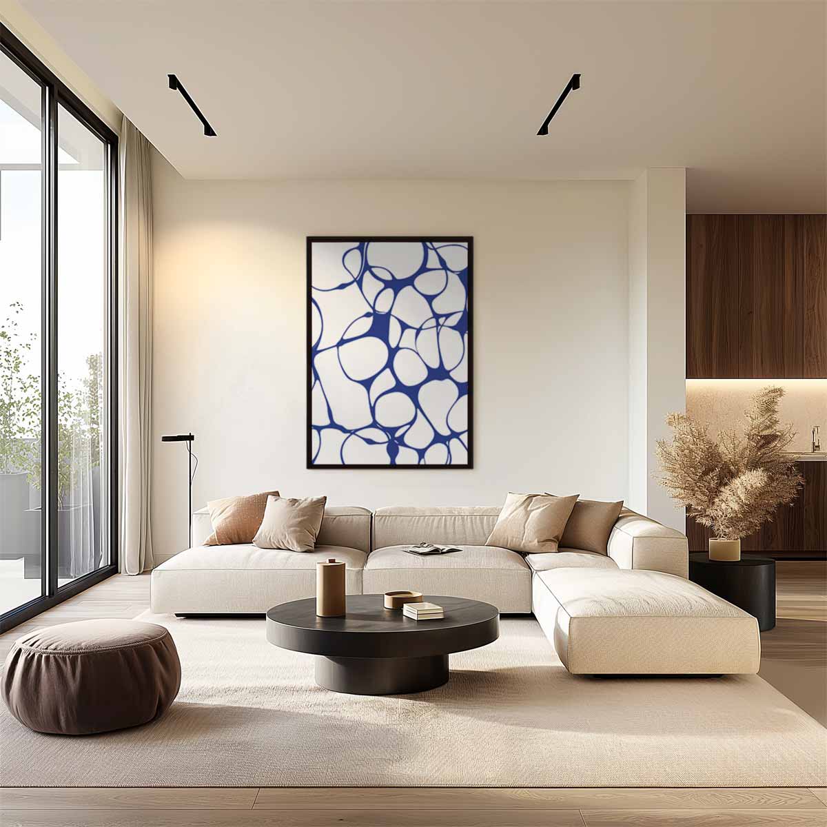 Organische Blauw-Witte Patronen – plexiglas wanddecoratie in portret formaat