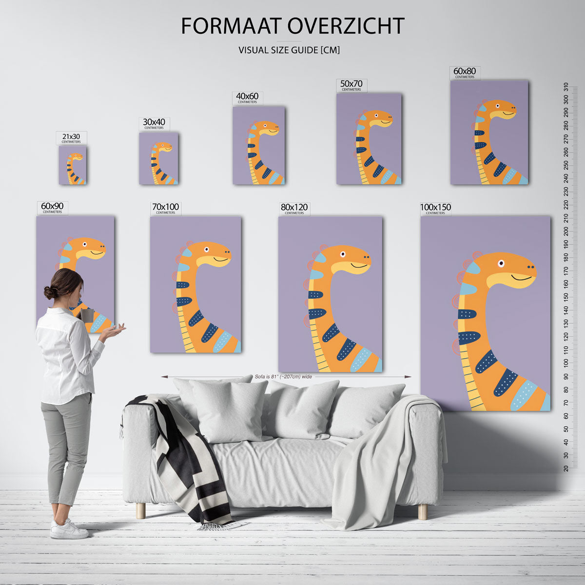 Dinosaurus illustratie – staande muurposter voor de kinderkamer