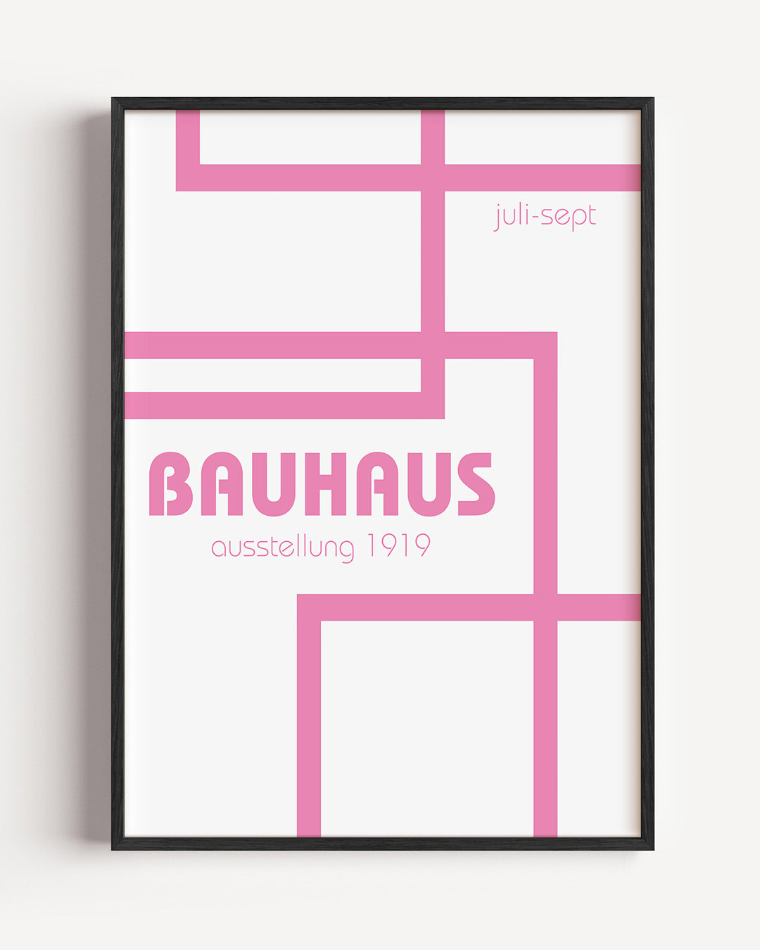 Roze lijnenspel – staande Bauhaus poster als wanddecoratie