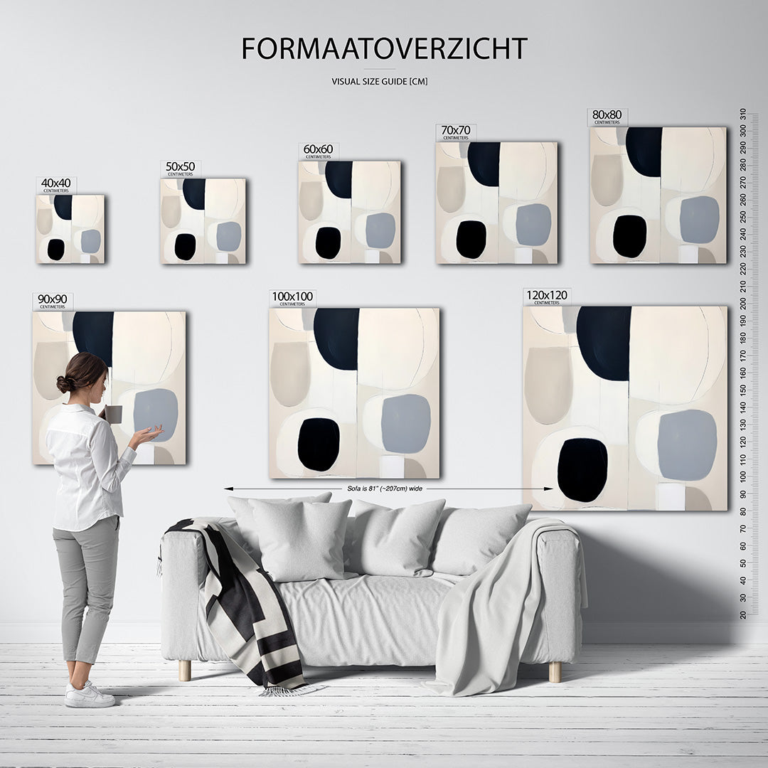 Organische vormen compositie kunstwerk – sfeerbeeld – dit werk toont een verzameling van overlappende organische vormen in