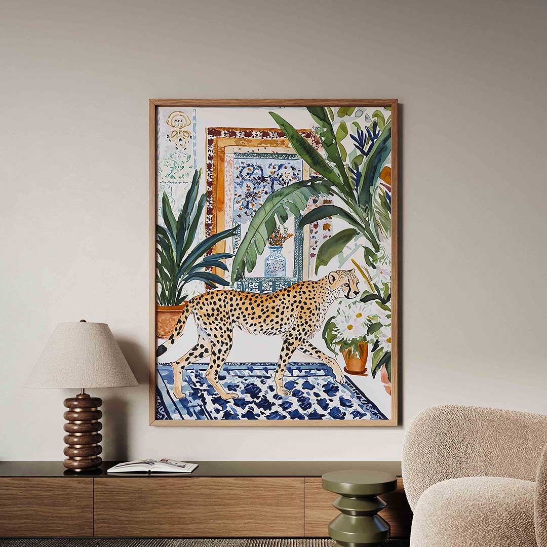 Luipaard en planten – dieren poster in staand formaat
