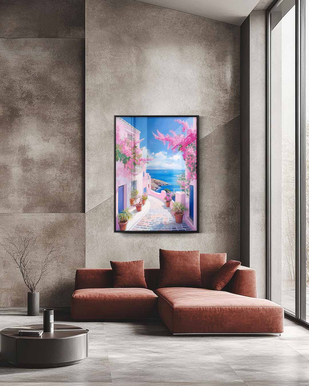 Romantische Middellandse Zee Straat – staande wandkunst voor woonkamer of interieur