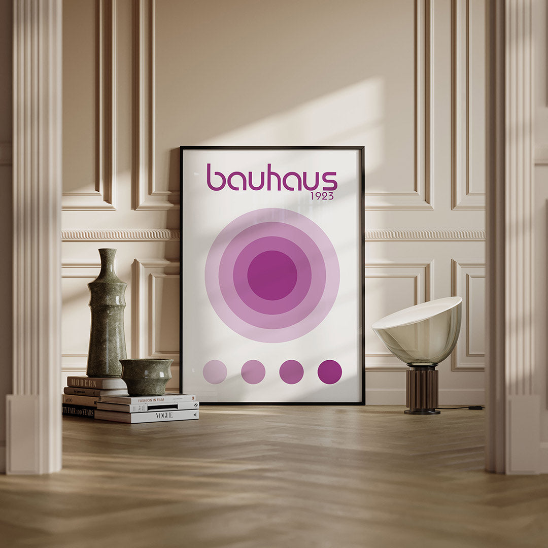 Cirkelvormen en kleuren – moderne Bauhaus wandkunst als poster