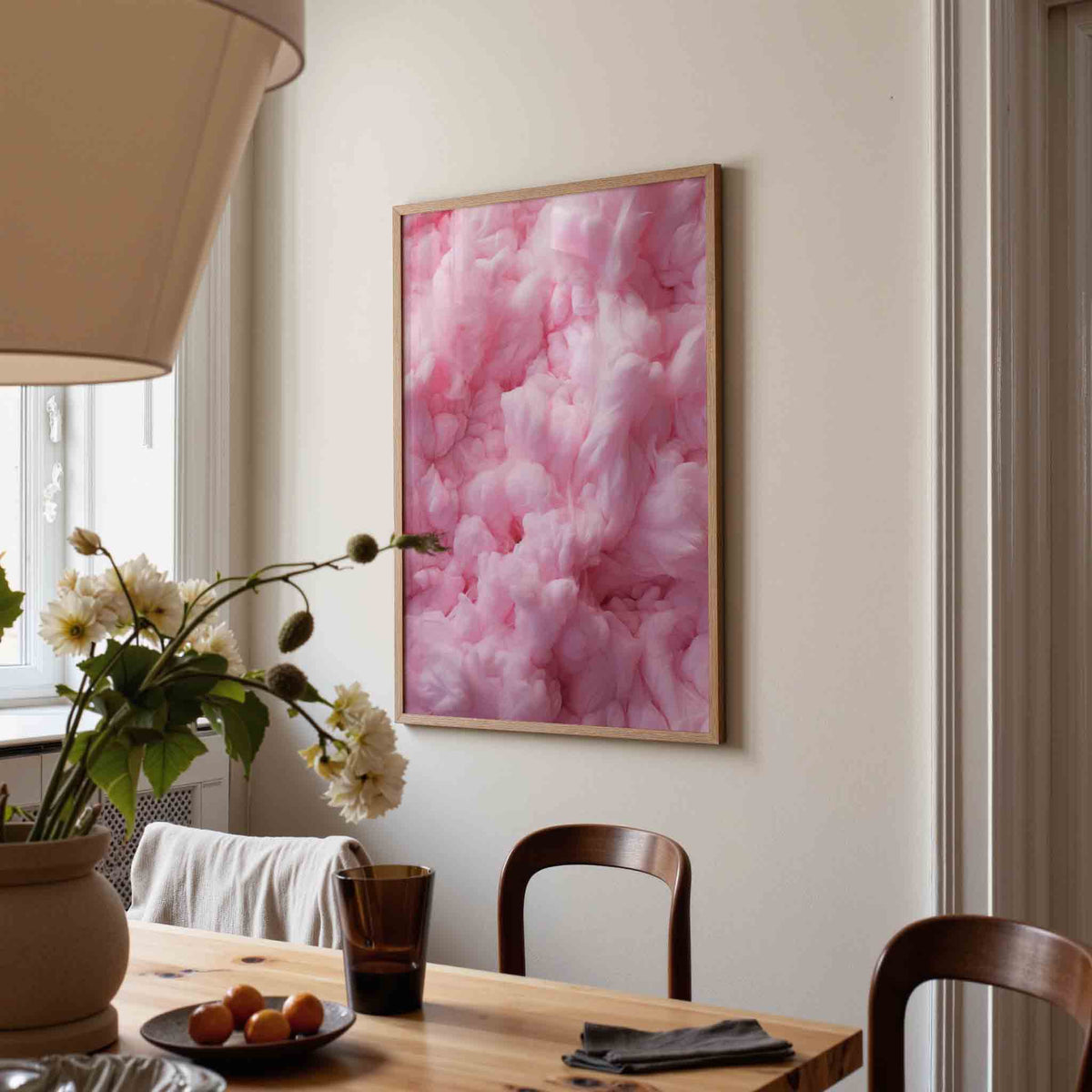 Roze wolken – kunst en design poster in portret formaat