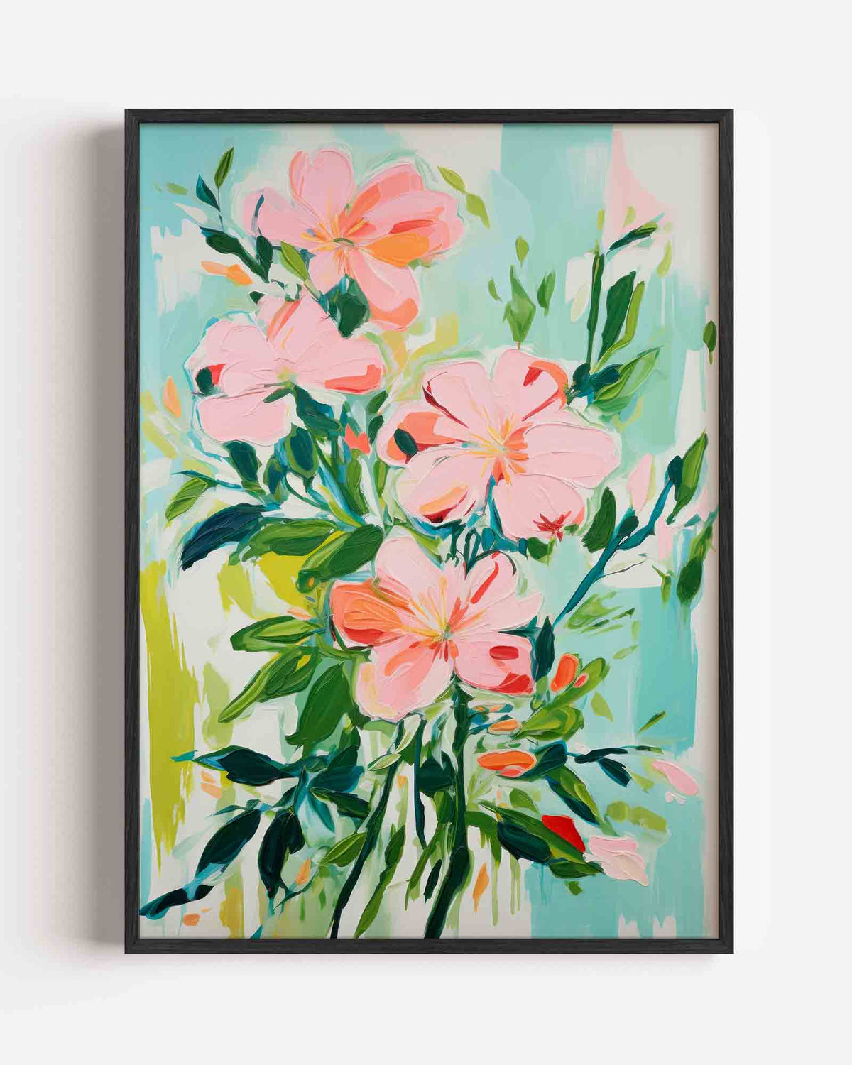Bloemen en bladeren – kleurrijke illustratie portret poster als wanddecoratie