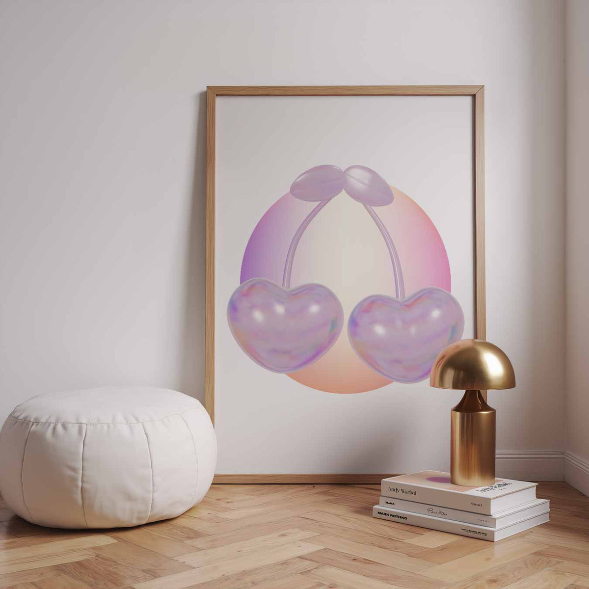 Zachte Pastel Kersen – staande zomer wanddecoratie van WallArtistic