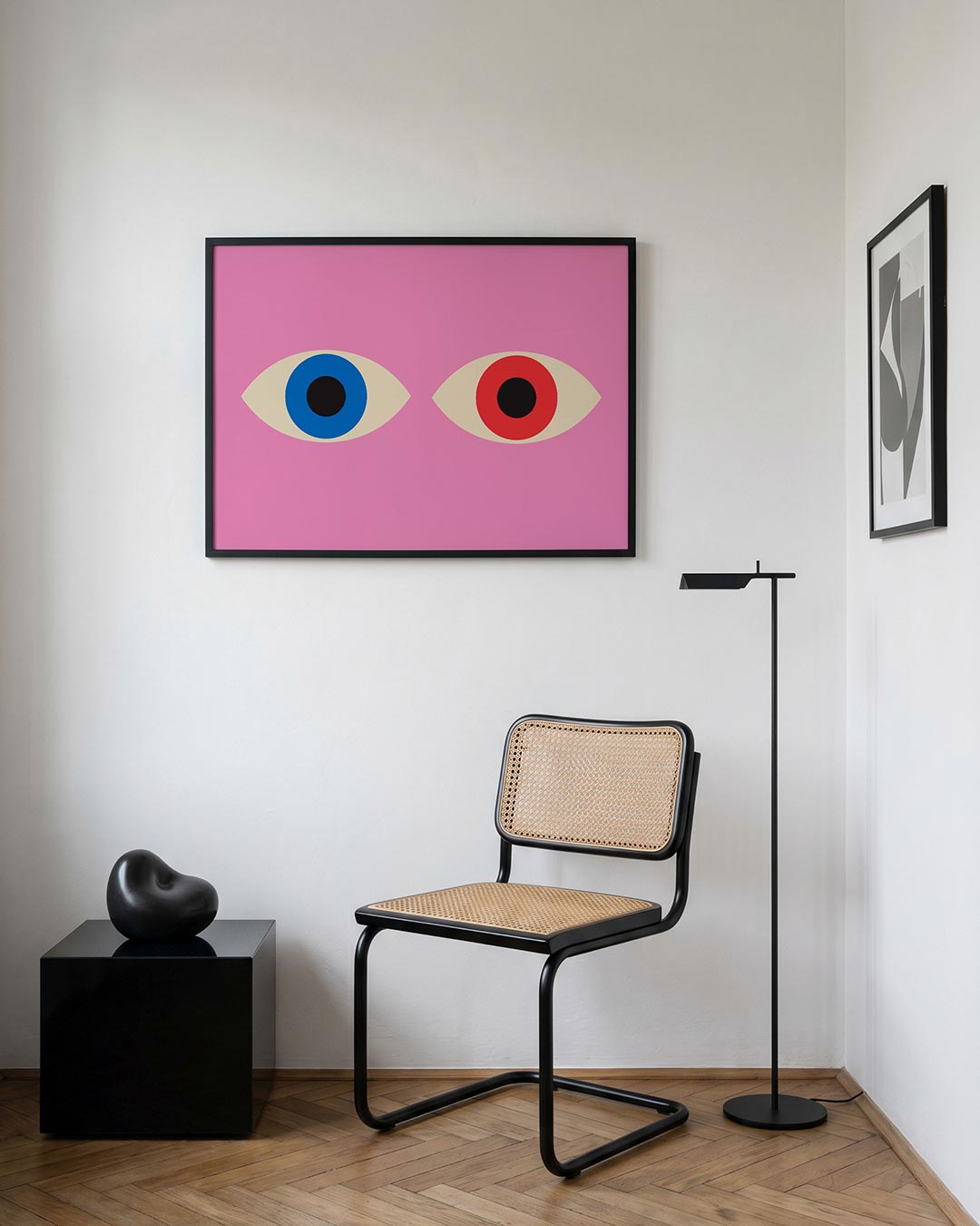 Oogvormen en kleur – geometrische Bauhaus poster in liggend formaat