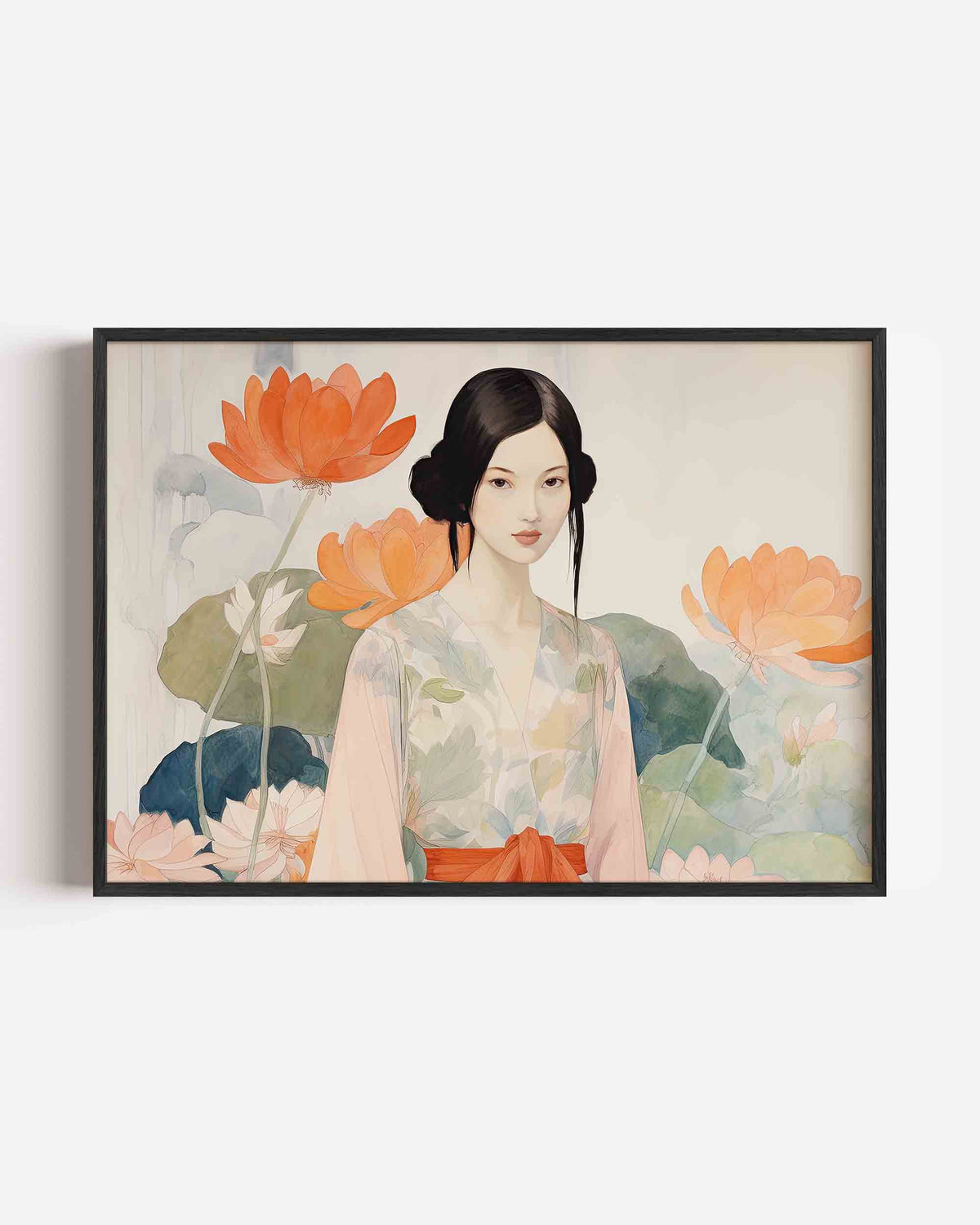 Vrouw met bloemen – keuken landscape poster als wanddecoratie
