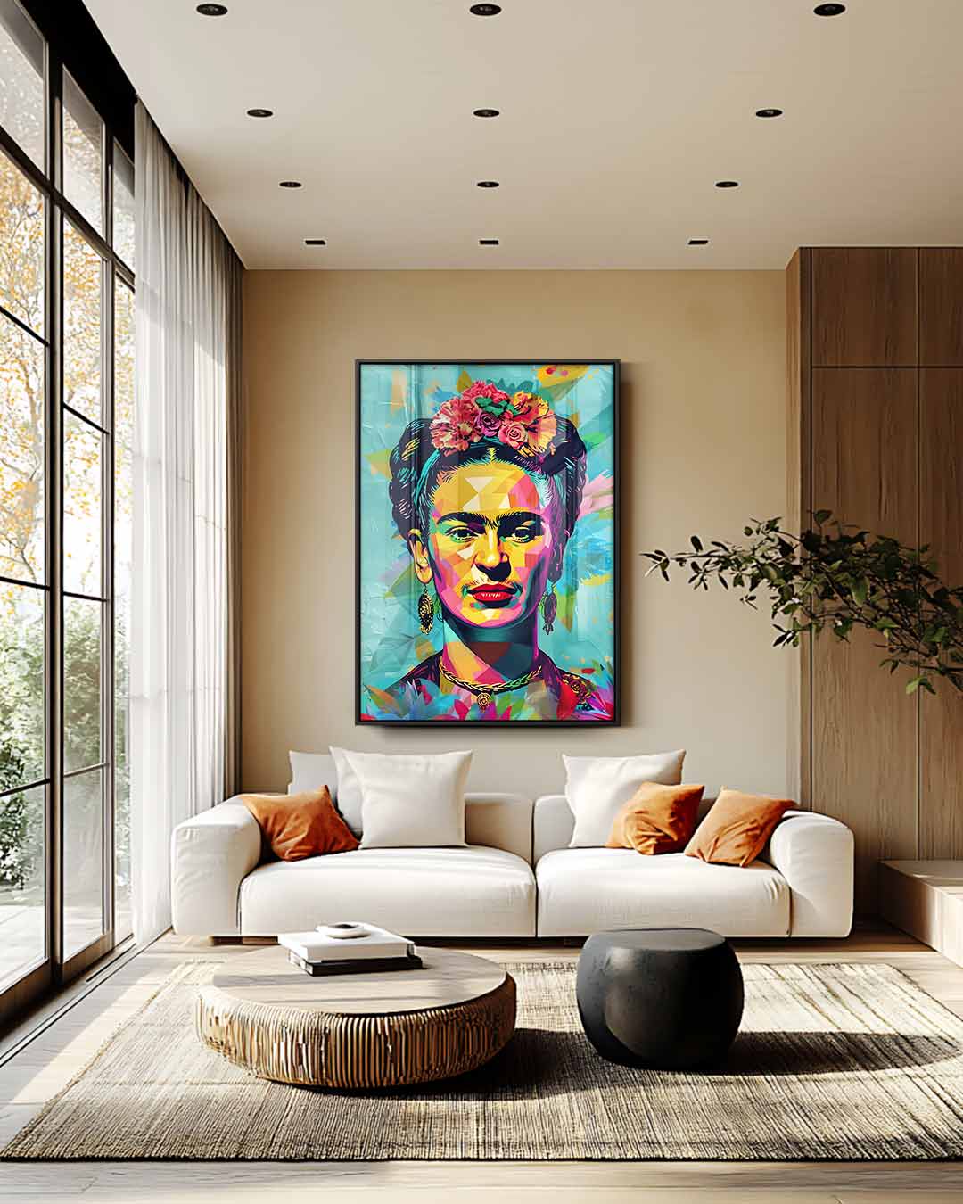 Kleurrijk Portret Kunstwerk – plexiglas wanddecoratie in portret formaat